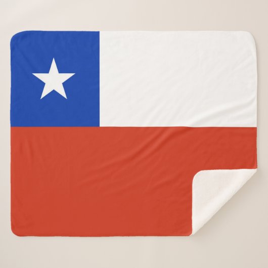 Couverture Sherpa Blanche Sherpa patriotique avec drapeau du Chili (Devant (Horizontal))