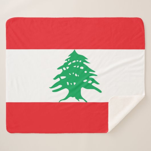 Couverture Sherpa Blanche Sherpa patriotique avec drapeau du Liban (Devant (Horizontal))