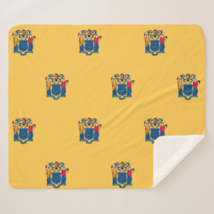 Couverture Sherpa Blanche Sherpa patriotique avec drapeau du New Jer