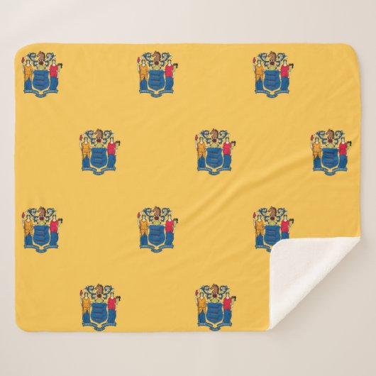 Couverture Sherpa Blanche Sherpa patriotique avec drapeau du New Jer (Devant (Horizontal))