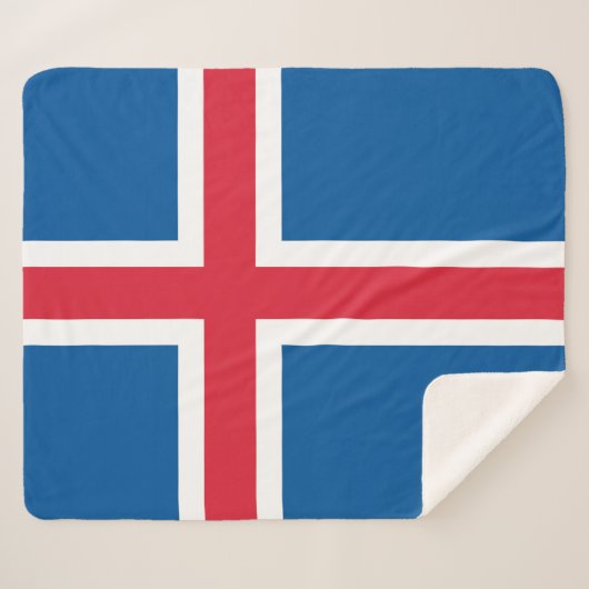 Couverture Sherpa Blanche Sherpa patriotique avec drapeau islandais (Devant (Horizontal))