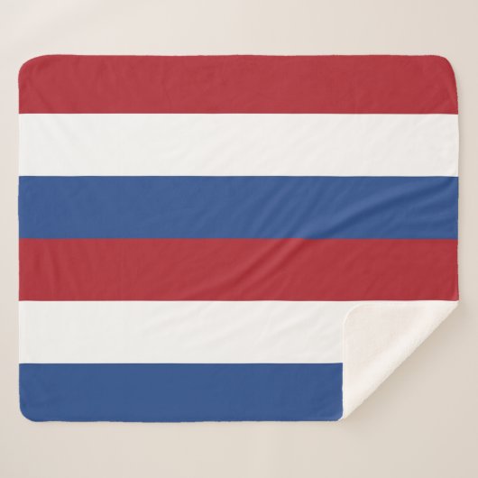 Couverture Sherpa Blanche Sherpa patriotique avec drapeau Pays-Bas (Devant (Horizontal))