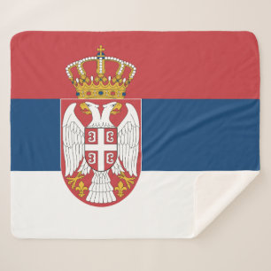 Couverture Sherpa Blanche Sherpa patriotique avec drapeau serbe