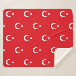 Couverture Sherpa Blanche Sherpa patriotique avec drapeau turc
