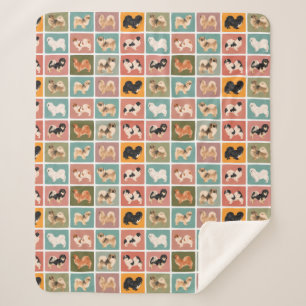 Couverture Sherpa Blanche Sherpa Tibétaine Spaniel multicolore