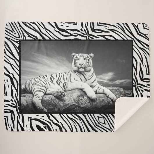 Couverture Sherpa Blanche Sherpa Tiger Blanc (Devant (Horizontal))