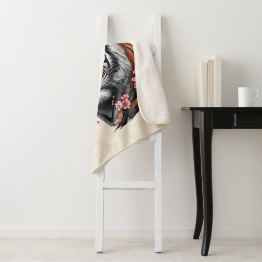 Couverture Sherpa Blanche Sherpa Tiger Chinois (En situation)