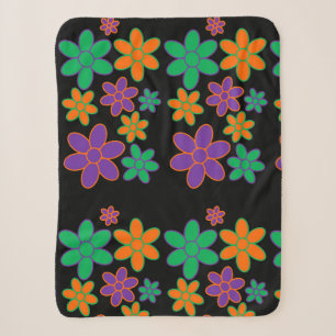 Couverture Sherpa Blanche Toasty chaude avec fleurs les années 70 st
