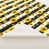 Couverture Sherpa Blancs Noirs Avec Fleur De Tournesol (3/4)