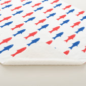 Couverture Sherpa Blanket with red and blue fish, nautical design (3/4)