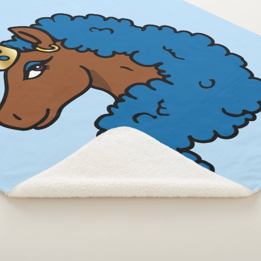 Couverture Sherpa Bleu Afro Unicorn (3/4)