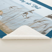 Couverture Sherpa Bleu automne côtier et Citrouilles blancs et Starf (3/4)