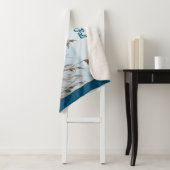 Couverture Sherpa Bleu automne côtier et Citrouilles blancs et Starf (En situation)