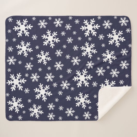 Couverture Sherpa Bleu blanc neige neige Noël hiver (Devant (Horizontal))