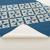Couverture Sherpa Bleu + Blanc Pinwheel Quilt Motif contemporain (3/4)