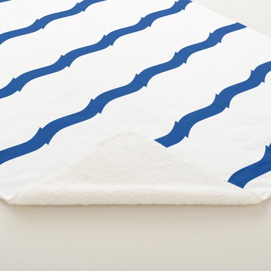 Couverture Sherpa Bleu blanc vagues rayures motif nautique (3/4)