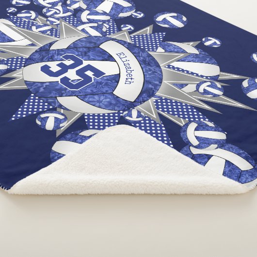 Couverture Sherpa bleu blanc volleballs stars filles nom personnalis (3/4)