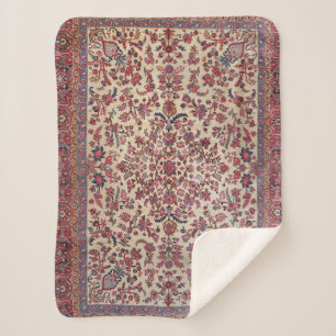 Couverture Sherpa Bleu bleu clair rose perse