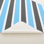 Couverture Sherpa Bleu ciel et rayures grises foncées (3/4)