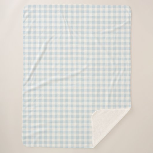 Couverture Sherpa Bleu Clair Blanc Carreaux Rayures (Devant)
