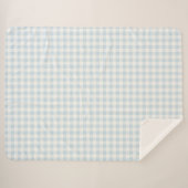 Couverture Sherpa Bleu Clair Blanc Carreaux Rayures (Devant (Horizontal))