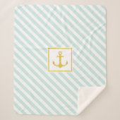 Couverture Sherpa Bleu clair marine rayures Parties scintillant doré (Devant)