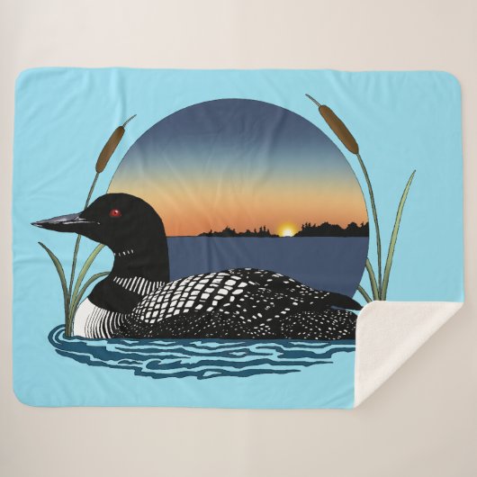 Couverture Sherpa Bleu couché de soleil (Devant (Horizontal))