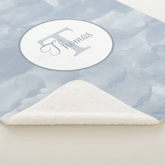 Couverture Sherpa Bleu d'aquarelle Dusty personnalisé (3/4)