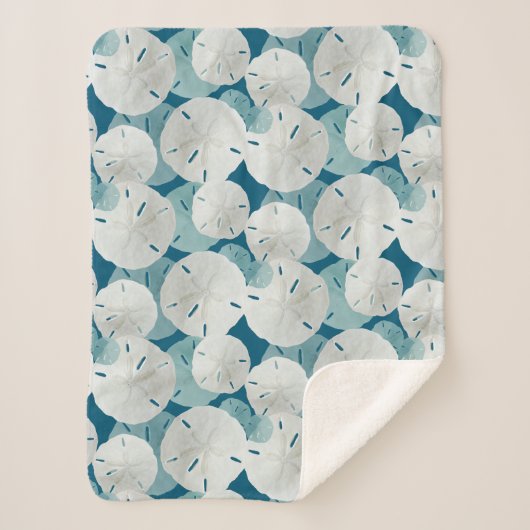 Couverture Sherpa Bleu Dollars de sable Motif Côte (Devant)