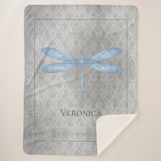 Couverture Sherpa Bleu Dragonfly Damas (Devant)