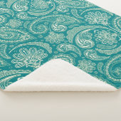 Couverture Sherpa Bleu Et Blanc Paisley (3/4)