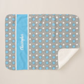 Couverture Sherpa Bleu et gris avec pois et nom (Devant (Horizontal))