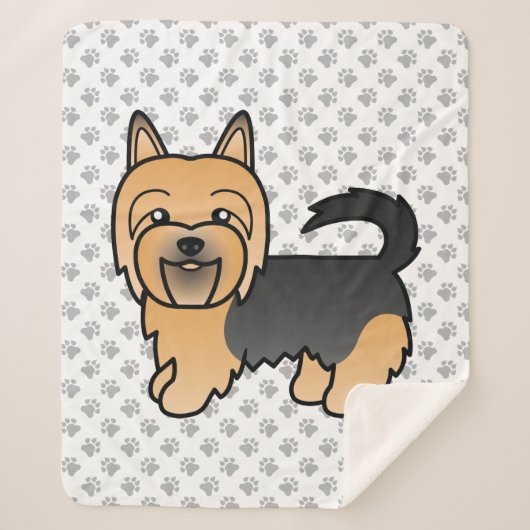Couverture Sherpa Bleu Et Tan Australien Terrier Cute Dessin Chien (Devant)