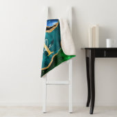 Couverture Sherpa Bleu et vert Peacock Faux Parties scintillant Agat (En situation)