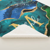 Couverture Sherpa Bleu et vert Peacock Faux Parties scintillant Agat (3/4)