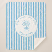 Couverture Sherpa Bleu Fantaisiste à Rayures Blanches Maman Préparée (Devant)