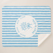 Couverture Sherpa Bleu Fantaisiste à Rayures Blanches Maman Préparée (Devant (Horizontal))