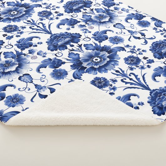 Couverture Sherpa Bleu floral (3/4)