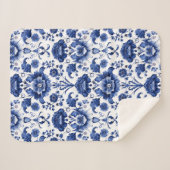 Couverture Sherpa Bleu floral (Devant (Horizontal))