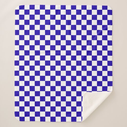 Couverture Sherpa Bleu foncé à carreaux  (Devant)