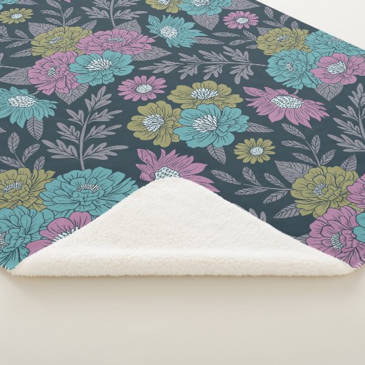 Couverture Sherpa Bleu foncé, vert et violet (3/4)