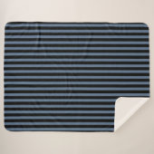 Couverture Sherpa Bleu gris et noir rayures (Devant (Horizontal))