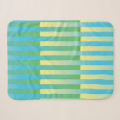 Couverture Sherpa Bleu Jaune Vert Motif Rayé (Devant (Horizontal))