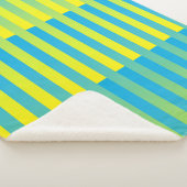 Couverture Sherpa Bleu Jaune Vert Motif Rayé (3/4)