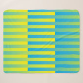 Couverture Sherpa Bleu Jaune Vert Motif Rayé (Devant (Horizontal))