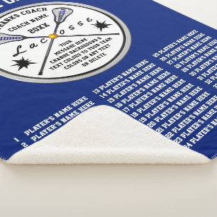 Couverture Sherpa Bleu Lacrosse Cadeaux d'entraîneurs avec TOUS les 