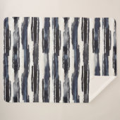 Couverture Sherpa Bleu Marine Rayures Blanches (Devant (Horizontal))