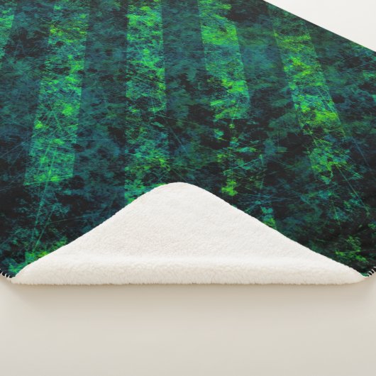 Couverture Sherpa Bleu noir vert rayé arrière - plan avec flou, gra (3/4)