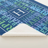 Couverture Sherpa Bleu nommé de nuage de monogramme (3/4)