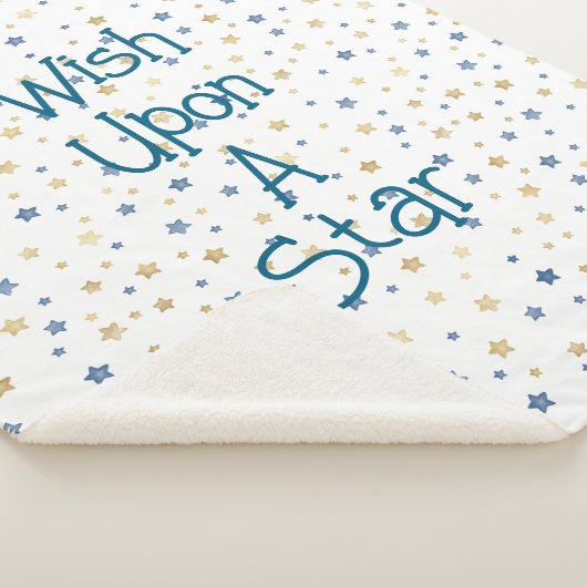 Couverture Sherpa Bleu Or Blanc Souhait Sur Une Étoile (3/4)